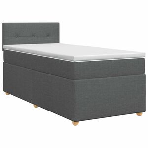 vidaXL Box Spring Bed with Mattress Dark Grey 107 x 203 cm Fabric