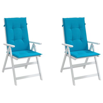 vidaXL Garden Highback Chair Cushions 2 pcs Blue 120x50x3 cm Fabric