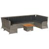 vidaXL 7 Piece Garden Lounge Set with Cushions Grey Poly Rattan