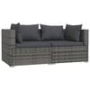 vidaXL 3 Piece Garden Lounge Set with Cushions Grey Poly Rattan
