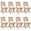 vidaXL Folding Garden Chairs 8 pcs with Cushions Solid Acacia Wood