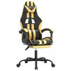 vidaXL Swivel Gaming Chair with Footrest Black&Gold Faux Leather