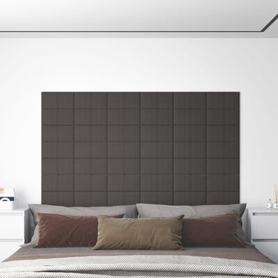 vidaXL Wall Panels 12 pcs Dark Grey 30x15 cm Fabric 0.54 m²
