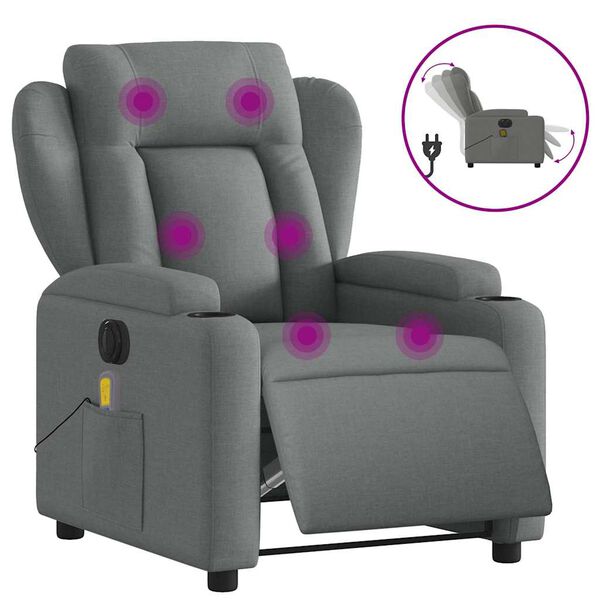 vidaXL Electric Massage Recliner Chair Dark Grey Fabric