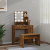 vidaXL Dressing Table Set with LED Smoked Oak Engineered Wood