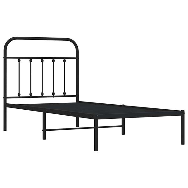 vidaXL Metal Bed Frame without Mattress with Headboard Black 90x190cm