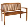 vidaXL 2-Seater Stacking Garden Bench 120 cm Solid Teak Wood