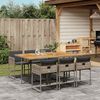 vidaXL 7 Piece Garden Dining Set with Cushions Grey Poly Rattan