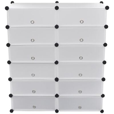 White Shoe Organiser Storage Rack with 12 Compartments 92x37x105 cm