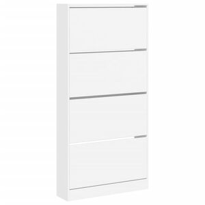 vidaXL Shoe Cabinet with 4 Flip-Drawers White 80x21x163,5 cm