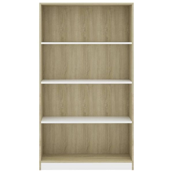 vidaXL 4-Tier Book Cabinet White and Sonoma Oak 80x24x142 cm Engineered Wood