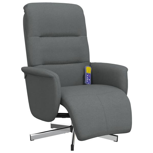 vidaXL Massage Recliner Chair with Footrest Dark Grey Fabric