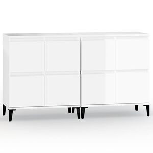 vidaXL Sideboards 2 pcs High Gloss White 60x35x70 cm Engineered Wood