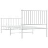 vidaXL Metal Bed Frame without Mattress with Footboard White 90x190cm