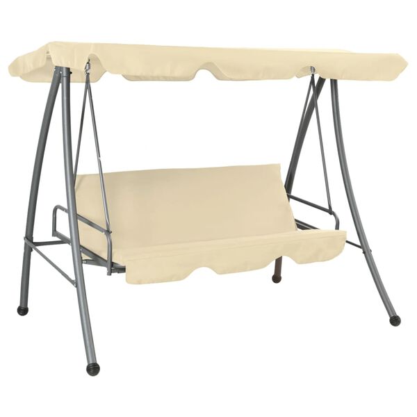 vidaXL Outdoor Swing Bench with Canopy Sand White
