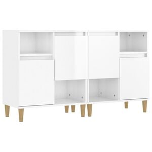 vidaXL Sideboards 2 pcs High Gloss White 60x35x70 cm Engineered Wood