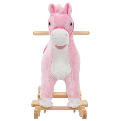 vidaXL Rocking Animal Horse Plush 65x32x58 cm Pink