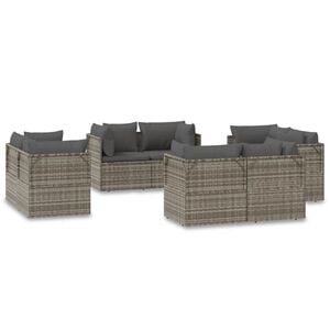vidaXL Garden Corner Sofas 8 pcs Grey 57x57x56 cm Poly Rattan