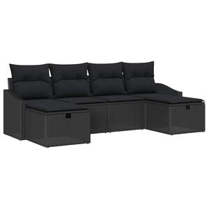 vidaXL Garden Sofa Set with Cushion with Storage 6 pcs Poly Rattan