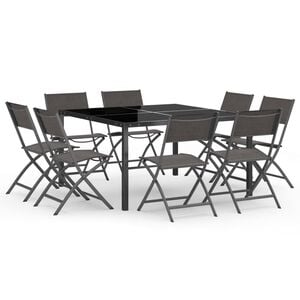 vidaXL 9 Piece Outdoor Dining Set Steel