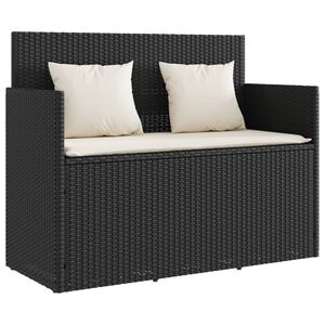vidaXL Garden Bench with Cushions Black Poly Rattan
