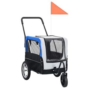 vidaXL Pet Bike Trailer | Grey and Blue | Oxford fabric and Steel | 9.5 kg