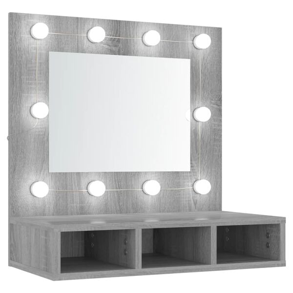 vidaXL Mirror Cabinet with LED Grey Sonoma 60x31.5x62 cm