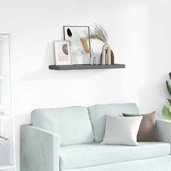 vidaXL Picture Frame Ledge Shelves 2 pcs Grey 80x9x3 cm MDF