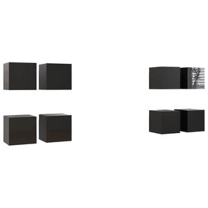 vidaXL Wall Mounted TV Cabinets 8 pcs High Gloss Black 30.5x30x30 cm