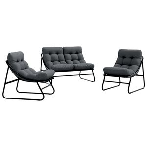 vidaXL Garden Furniture 3 pcs Black Powder-Coated Steel