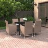 vidaXL 7 Piece Garden Dining Set with Cushions Poly Rattan and Glass