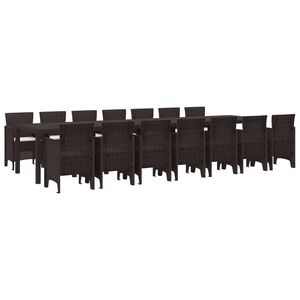 vidaXL Garden Dining Set with Cushions 15 pcs Brown PP