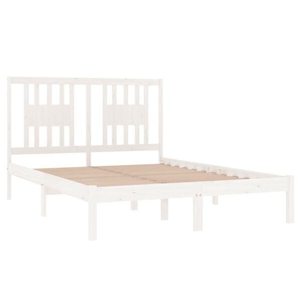 vidaXL Bed Frame without Mattress White Solid Wood Double