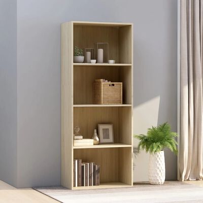 vidaXL 4-Tier Book Cabinet Sonoma Oak 60x30x151.5 cm Engineered Wood
