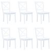 vidaXL Dining Chairs 6 pcs White Solid Rubber Wood