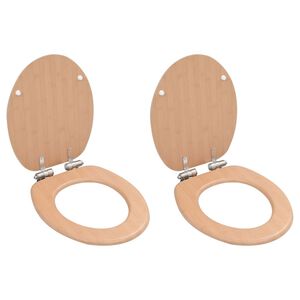 vidaXL WC Toilet Seats 2 pcs with Soft Close Lids MDF Bamboo Design
