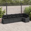 vidaXL Sofa Set with Cushion 6 pcs Black Poly Rattan