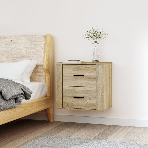 vidaXL Wall-mounted Bedside Cabinet Sonoma Oak 50x36x47 cm