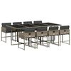 vidaXL 9 Piece Garden Dining Set with Cushions Grey Poly Rattan