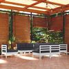vidaXL 10 Piece Garden Lounge Set with Cushions White Solid Pinewood