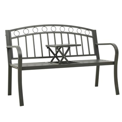 vidaXL Garden Bench with Table Grey 120 cm Steel