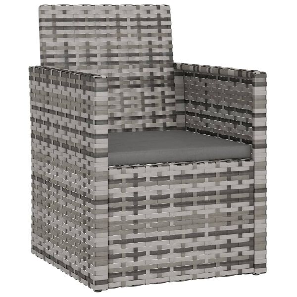vidaXL 3 Piece Outdoor Lounge Set with Cushions Poly Rattan Grey