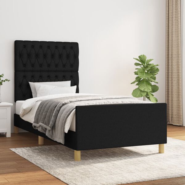 vidaXL Bed Frame without Mattress Black 107x203 cm King Single Size Fabric
