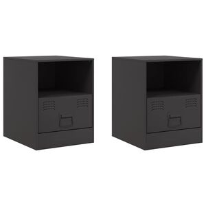 vidaXL Bedside Cabinets 2pcs Black 34.5x39x44 cm Steel