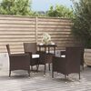 vidaXL 5 Piece Garden Bistro Set with Cushions Brown Poly Rattan