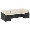vidaXL 7 Piece Garden Sofa Set with Cushions Black Poly Rattan