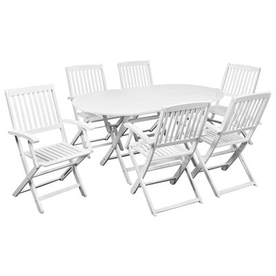 vidaXL 7 Piece Folding Outdoor Dining Set Solid Acacia Wood White