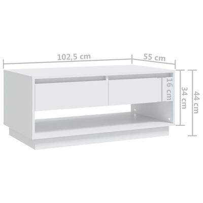vidaXL Coffee Table White 102.5x55x44 cm Engineered Wood