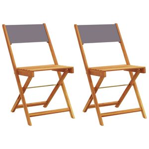 vidaXL Folding Chairs 2 pcs Anthracite Solid Wood Acacia and Fabric