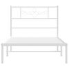 vidaXL Metal Bed Frame without Mattress with Headboard White 107x203cm